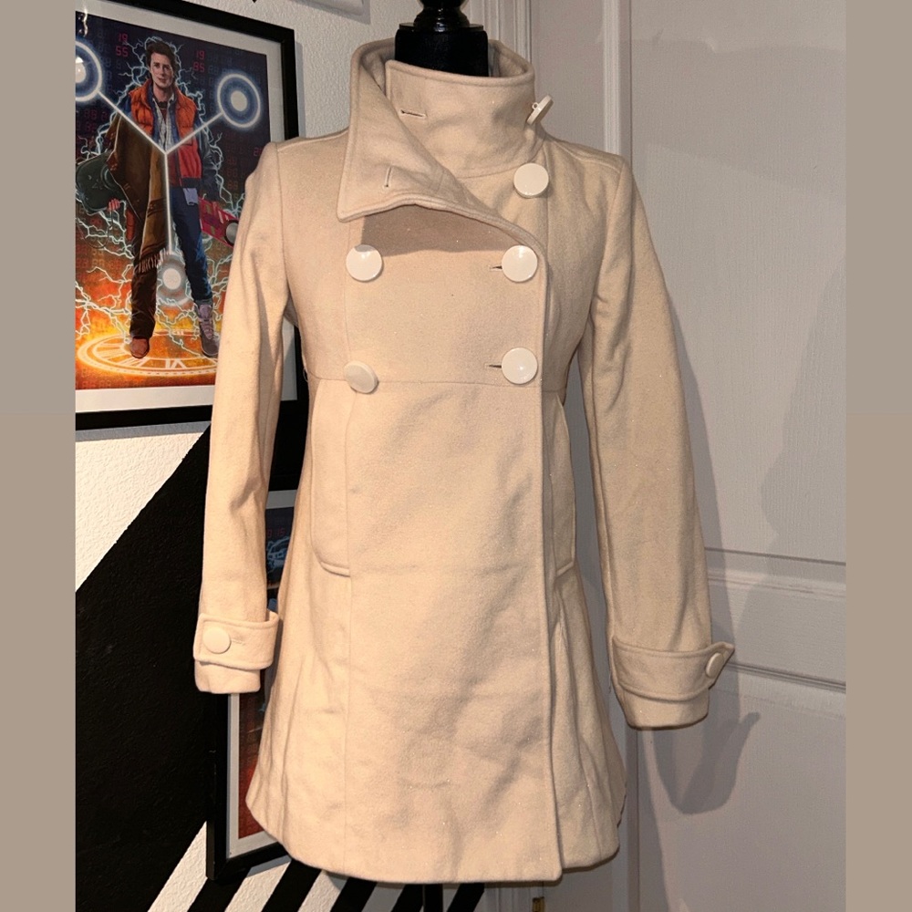 Bebe - Cream Military Style Peacoat - Women’s Size Small